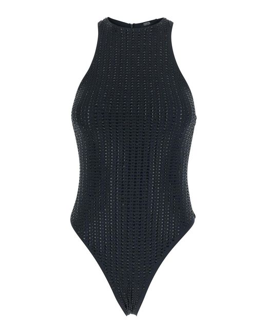 VENUJA Blue One-Piece Swimsuit With Racerback And Striped Decoration Sequins