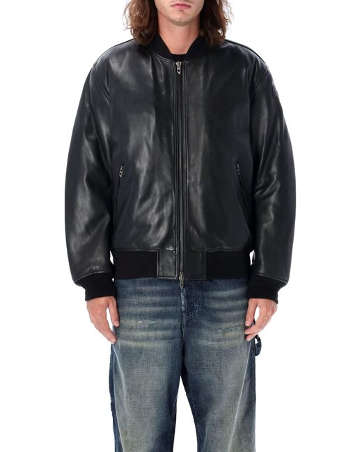 DIESEL Lambskin Leather Bomber Jacket in Black for Men Lyst UK