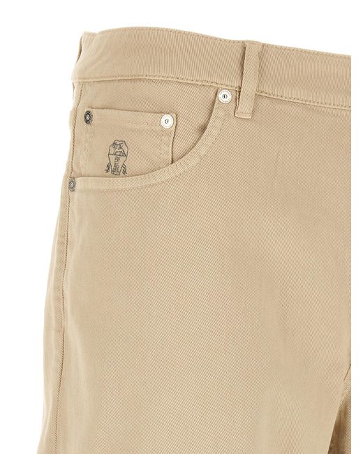 Brunello Cucinelli Natural Cotton Tapered Jeans Clothing for men