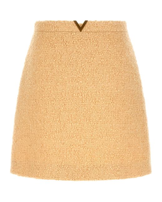 Valentino Garavani Natural V Skirt Virgin Wool Polyamide