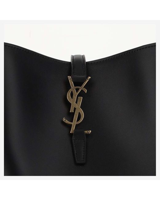 Saint Laurent Black Glossy Leather Shoulder Bag