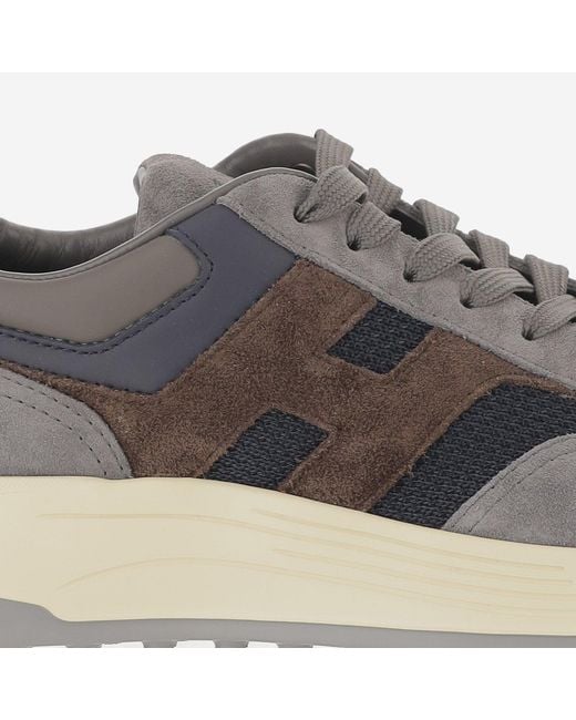 Hogan Gray Sneakers Hyperlight Leather-Mesh Leather And Mesh Trainers for men