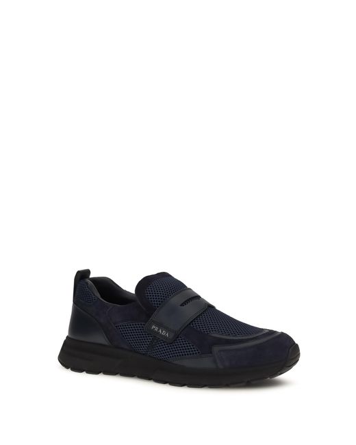 Prada Blue Loafers Sport Mesh for men