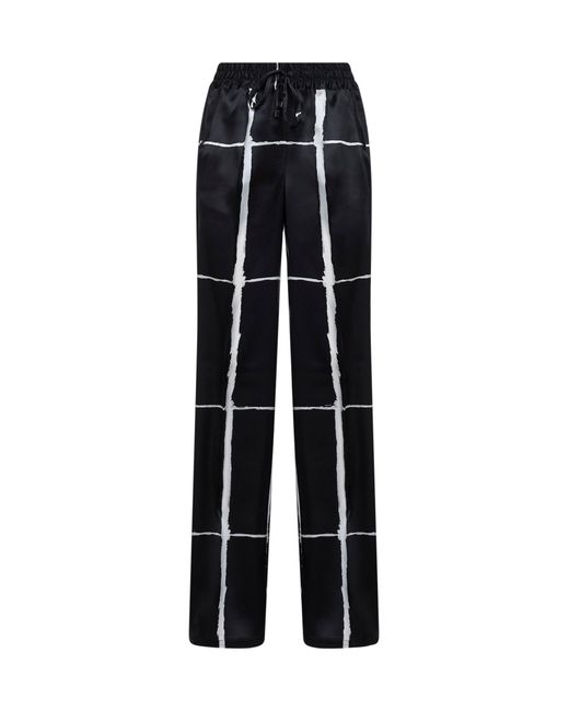 Kiton Black And Printed Silk Drawstring Trousers