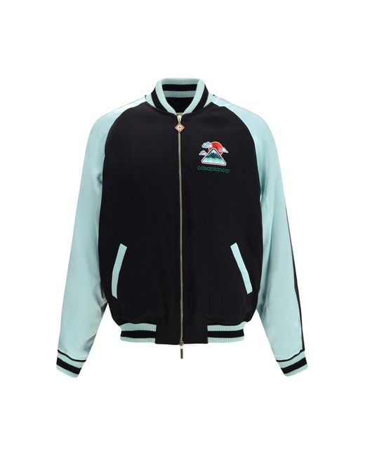 Casablanca Blue Two-Tone Satin Bomber Jacket for men
