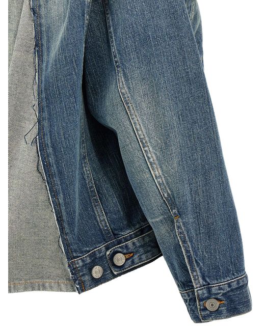MM6 by Maison Margiela Blue Layered Denim Jacket With Unique Back Design
