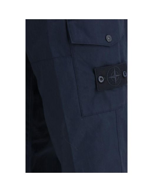 Stone Island Blue Cotton Cargo Pants for men