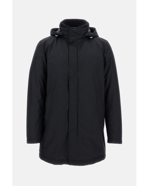 Herno Blue Puffer Jacket With Knutted Collar for men
