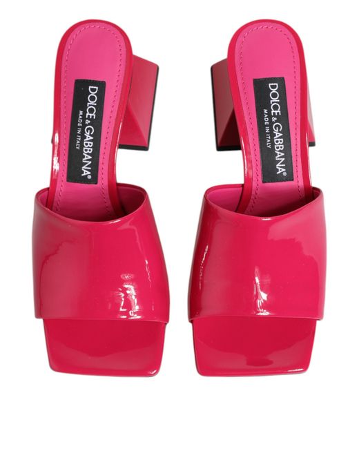 Dolce & Gabbana Pink Open Toe Block Heel Mules Sandals Shoes Calf Leather