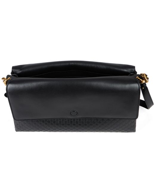 Gucci Black Leather Handbag Gg Monogram Calf Skin Handbags