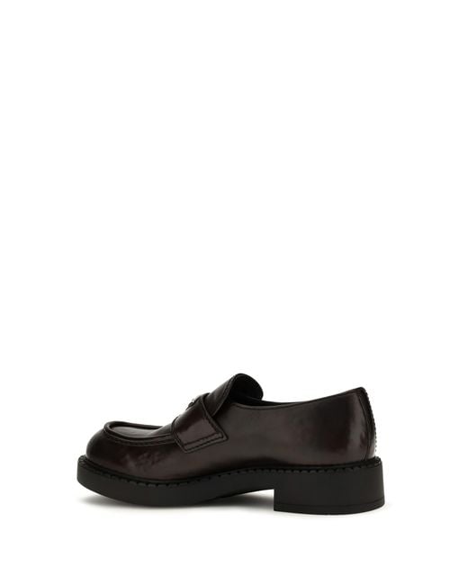 Prada White Brushed Leather Loafers With Triangle Logo for men