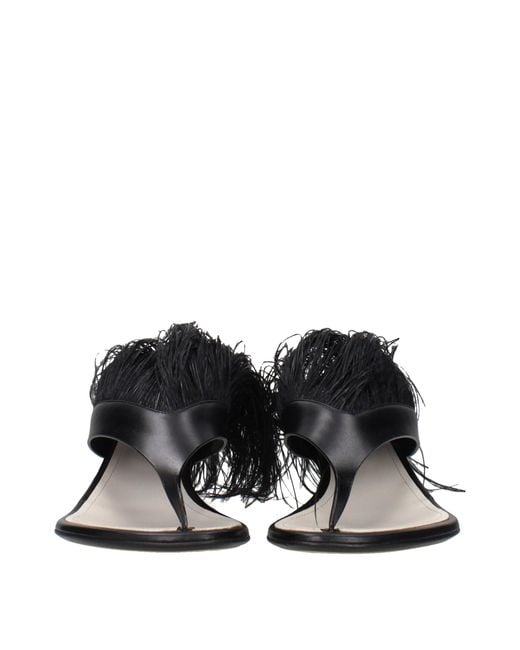Lanvin Black Flip Flops Leather