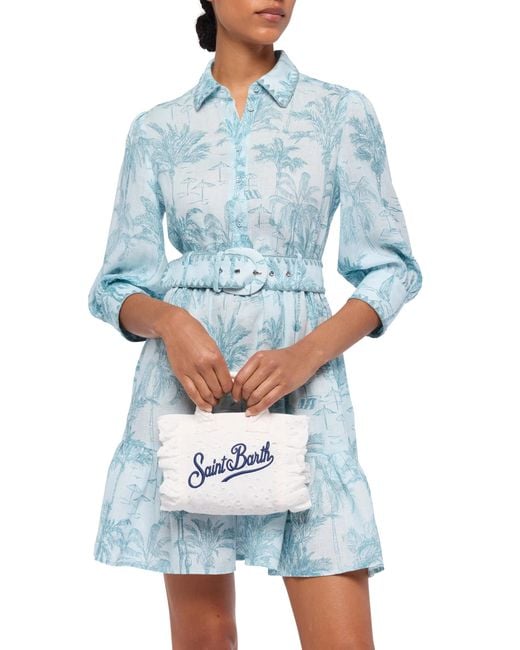 Mc2 Saint Barth Blue Sangallo Lace Mini Vanity Volant Bag