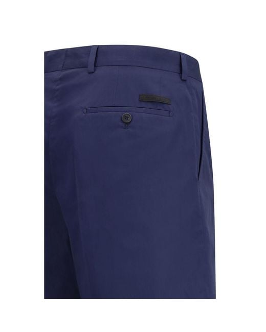 Prada Blue Cotton Bermuda Shorts for men