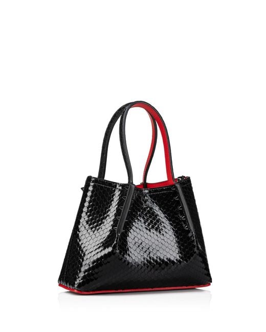 Christian Louboutin Black Tote Bag Embossed Patent Calf Leather Birdy
