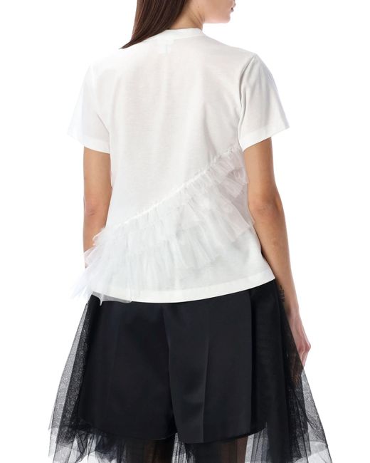 Noir Kei Ninomiya White Ruffle Tulle Insert T-Shirt