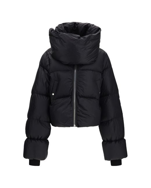 Rick Owens Black Padded Funnel Neck Jacket Down