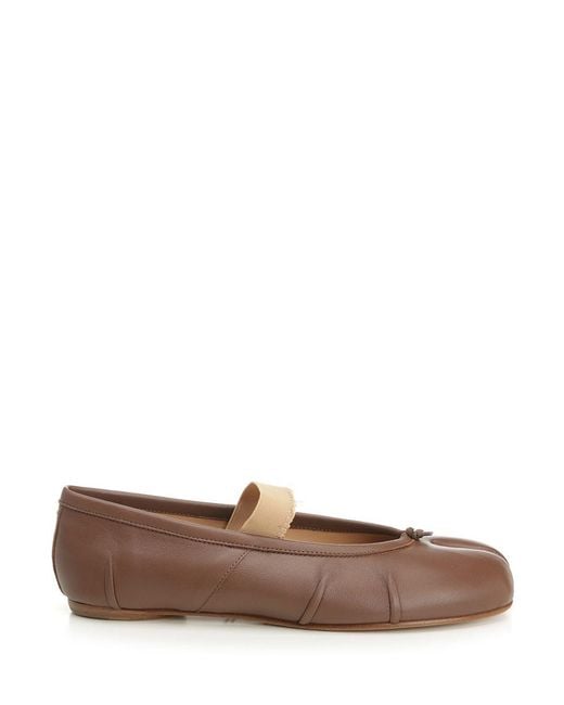 Maison Margiela Brown Tabi Ballerina Flats With Split Toe Design