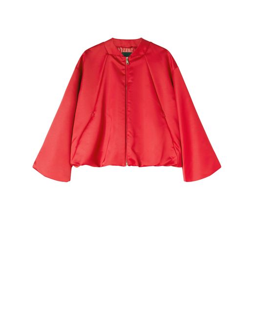 Add Red Satin Jacket With Zip