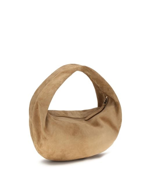 Khaite Metallic Olivia Medium Hobo Bag Calf Suede Shoulder