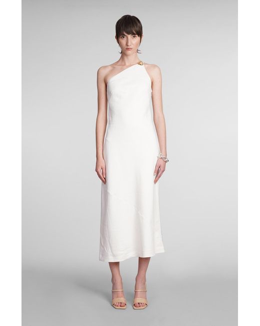 Cult Gaia White Rinley Dress In Beige Linen