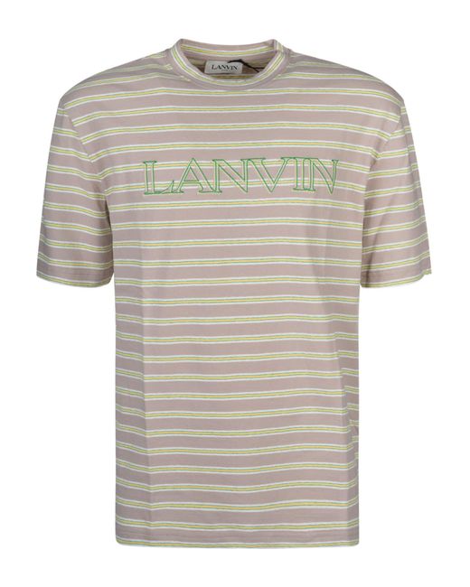 Lanvin Gray Stripe Logo T-Shirt for men