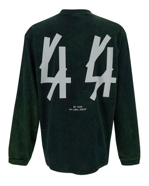 44 Label Group Green Solar Long Sleeve T-Shirt With Contrasting Logo Print for men