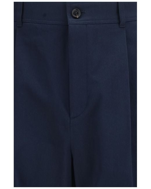 Valentino Blue Straight Pants Cotton for men