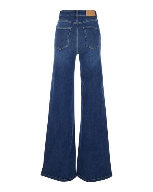 Twinset Blue Five-Pocket Design Jeans With Faded Effect
