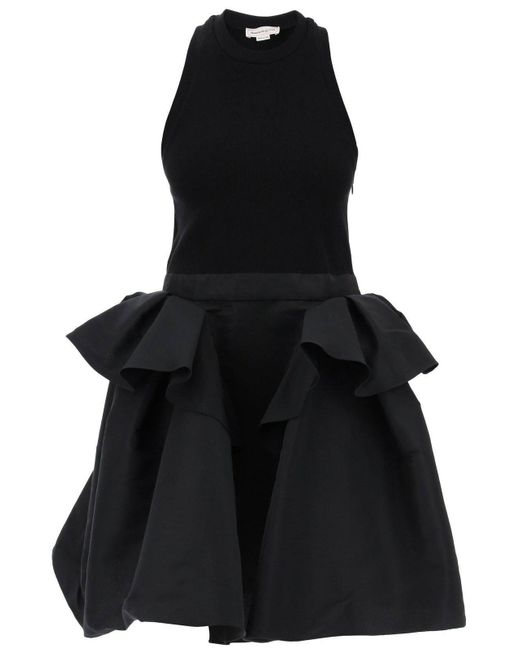 Alexander McQueen Black Hybrid Mini Dress