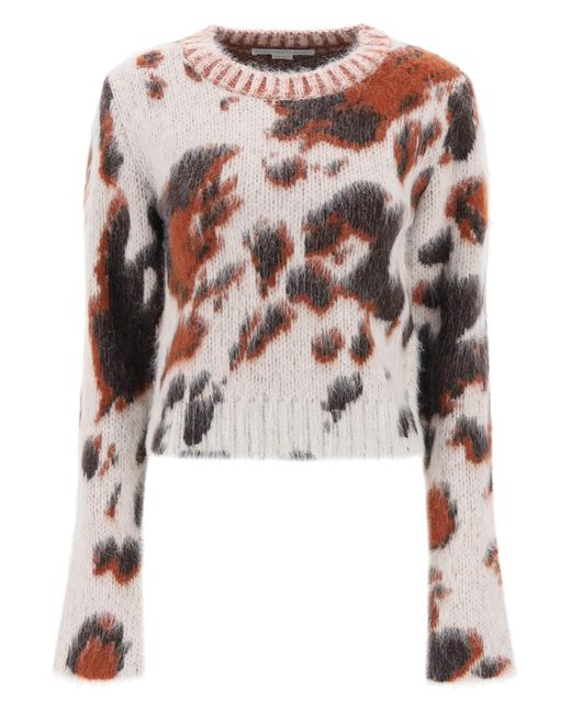 Stella McCartney White Appaloosa Cropped Jacquard Sweater