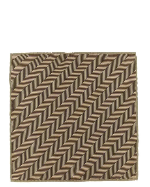 Brunello Cucinelli Brown Brunello Cucinelli Geometric Silk Pocket Square for men