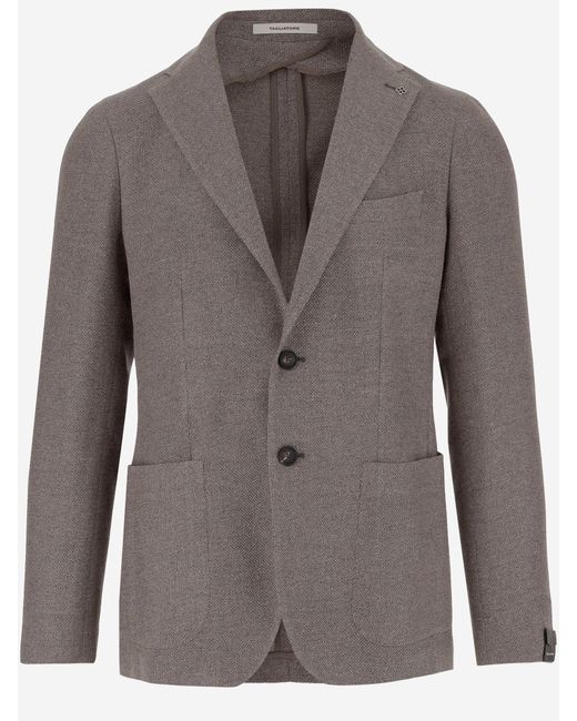 Tagliatore Gray Silk And Wool Single-Breasted Jacket for men