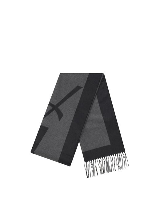 Saint Laurent Gray Cassandre Scarf Silk for men