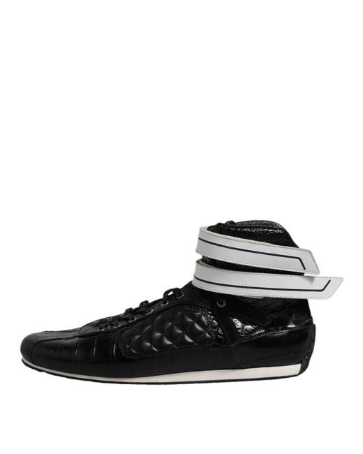 Dolce & Gabbana Black Hightop Leather Sneakers for men