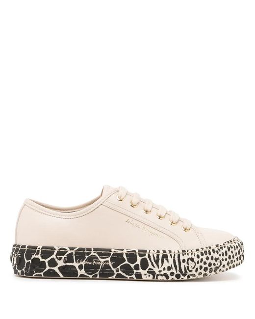 Ferragamo White Gancini Printed Sole Sneakers