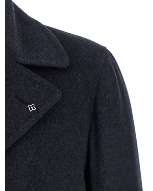 Tagliatore Blue 'Arden' Double-Breasted Coat With Notched Revers for men