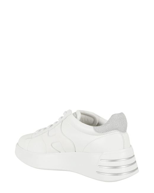 Hogan White Rebel Lace-Up Sneakers With Shiny Side Detail