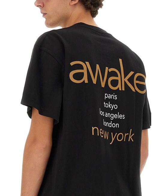 AWAKE NY Black T-Shirt With Logo for men