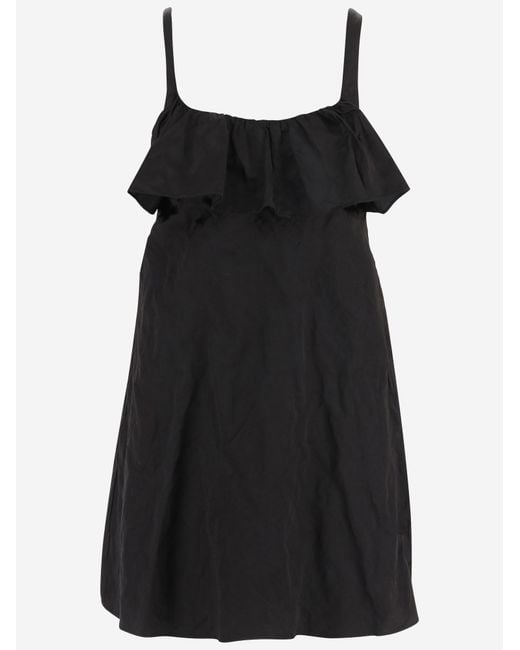 Chloé Black Mini Dress Technical Satin Cotton