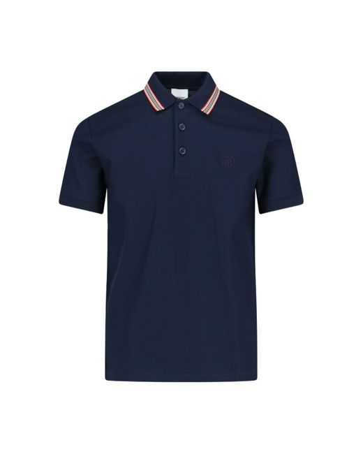 Burberry Blue Striped Detail Polo Shirt for men