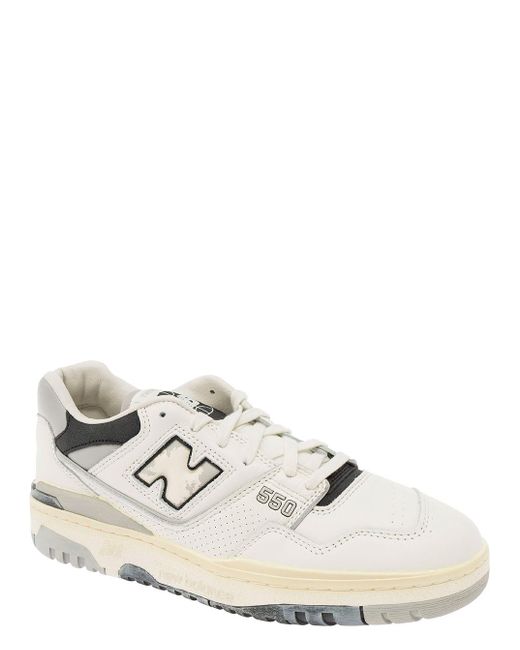 New Balance White '550' And Low Top Sneakers With Logo And Contrasting Details for men