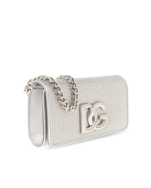 Dolce & Gabbana Gray Shoulder Bag With Crystals