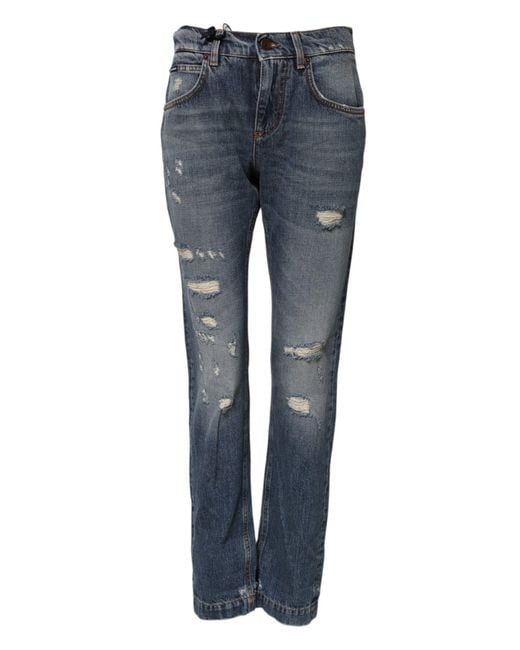 Dolce & Gabbana Blue Ripped Jeans Distressed Denim