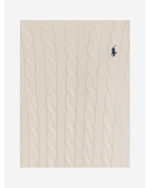 Polo Ralph Lauren Natural All-Over Cable Knit Wool And Cashmere Sweater