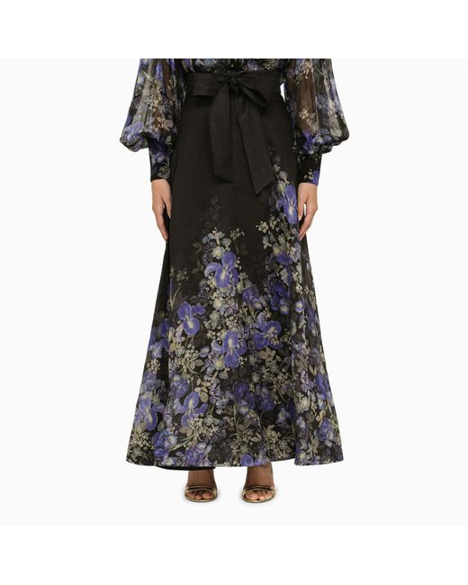 Zimmermann Black Printed Iris Skirt