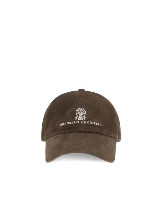 Brunello Cucinelli Brown Calf Leather Bos Taurus Cap (Baseball Hat) for men