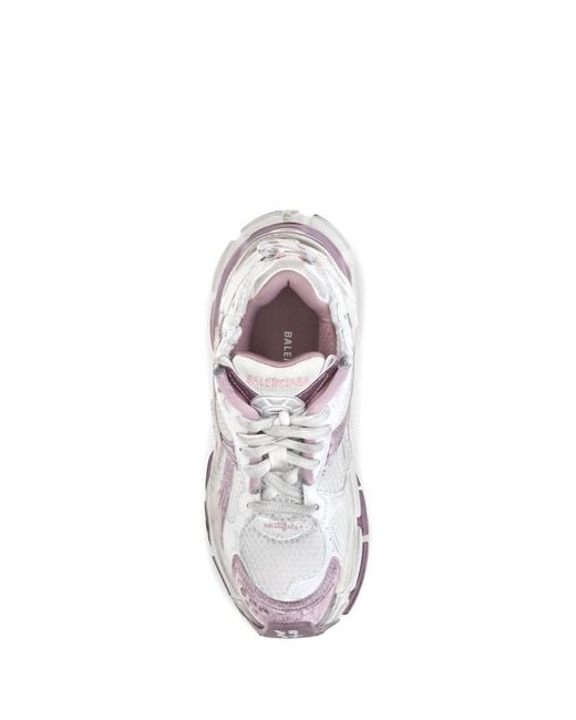 Balenciaga White Runner Glitter Sneakers Lilac