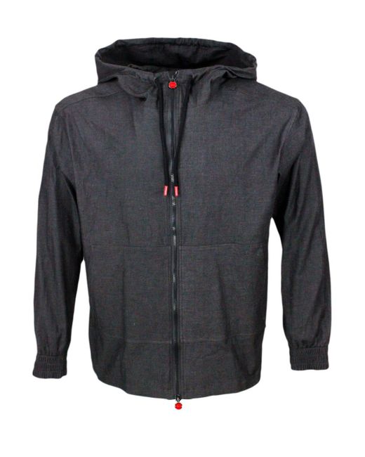Kiton Gray Super Light Sweatshirt Jacket With Hood for men