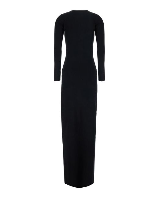 Elisabetta Franchi Black Dress Long Knitted